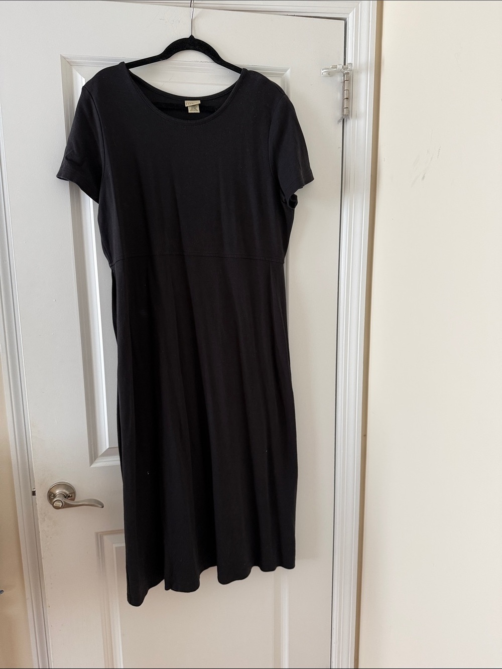 Ll bean black maxi dress supima cotton blend sz L Large